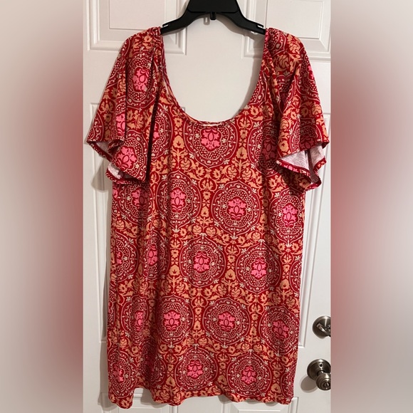 Boden Scoop‎ Neck Jersey Mini Dress Poinsettia, Exotic Tile Red Women’s 16/18 - Picture 2 of 8